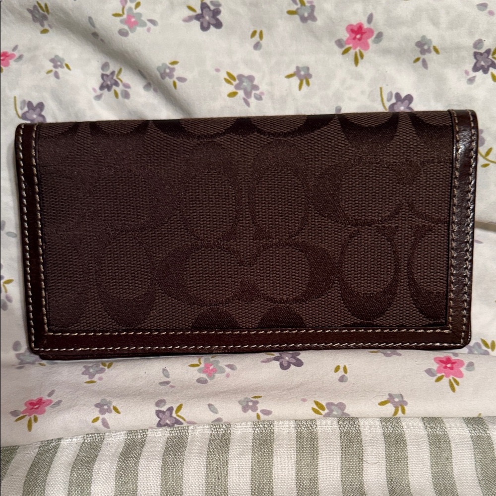 Coach Brown Signature Canvas Checkbook cover